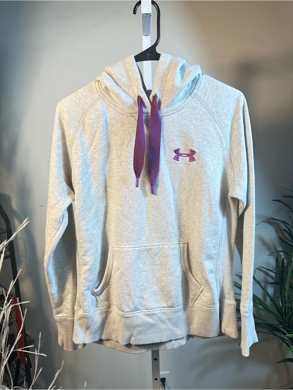 N233. Under Armour Women’s Gray Hoodie with Purple Accents